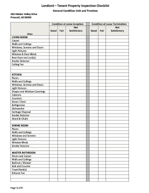 Sample Checklist Landlords Inspection Of Tenant Premises - Fill Online