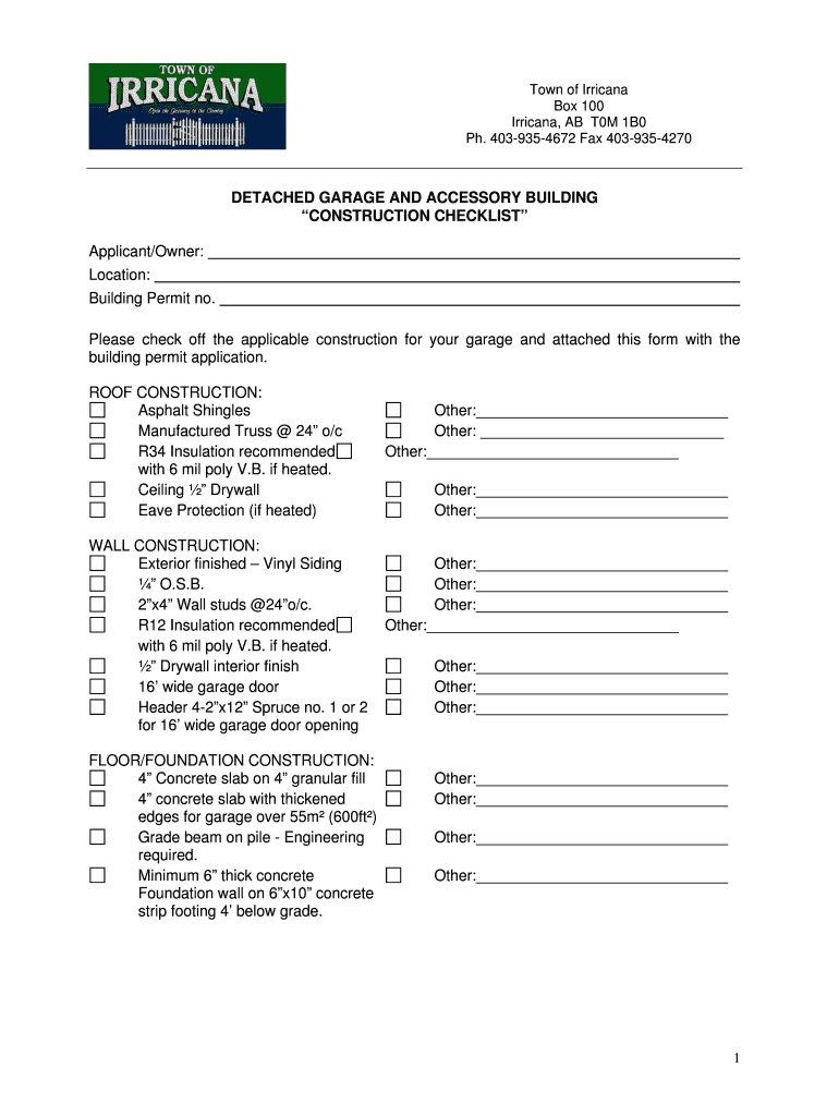 Fillable Online townofirricana Irricana, AB T0M 1B0 townofirricana