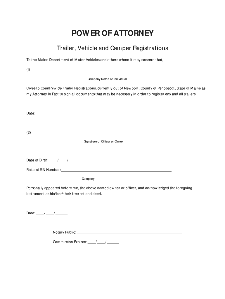 Fillable Online Trailer, Vehicle and Camper Registrations Fax Email