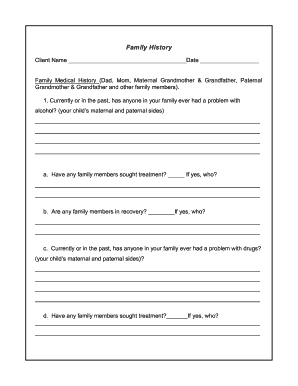 Fillable Online Family History - Recovery Happens Fax Email Print