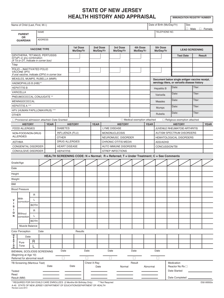 Fillable Online southharrison k12 nj Kindergarten Registration Form