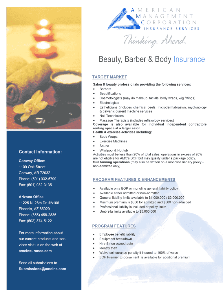 Fillable Online Beauty, Barber & Body Insurance Fax Email Print pdfFiller