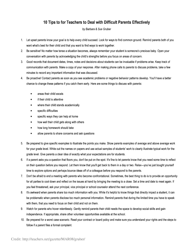 Fillable Online penc memberclicks 10 Tips to for Teachers to Deal with