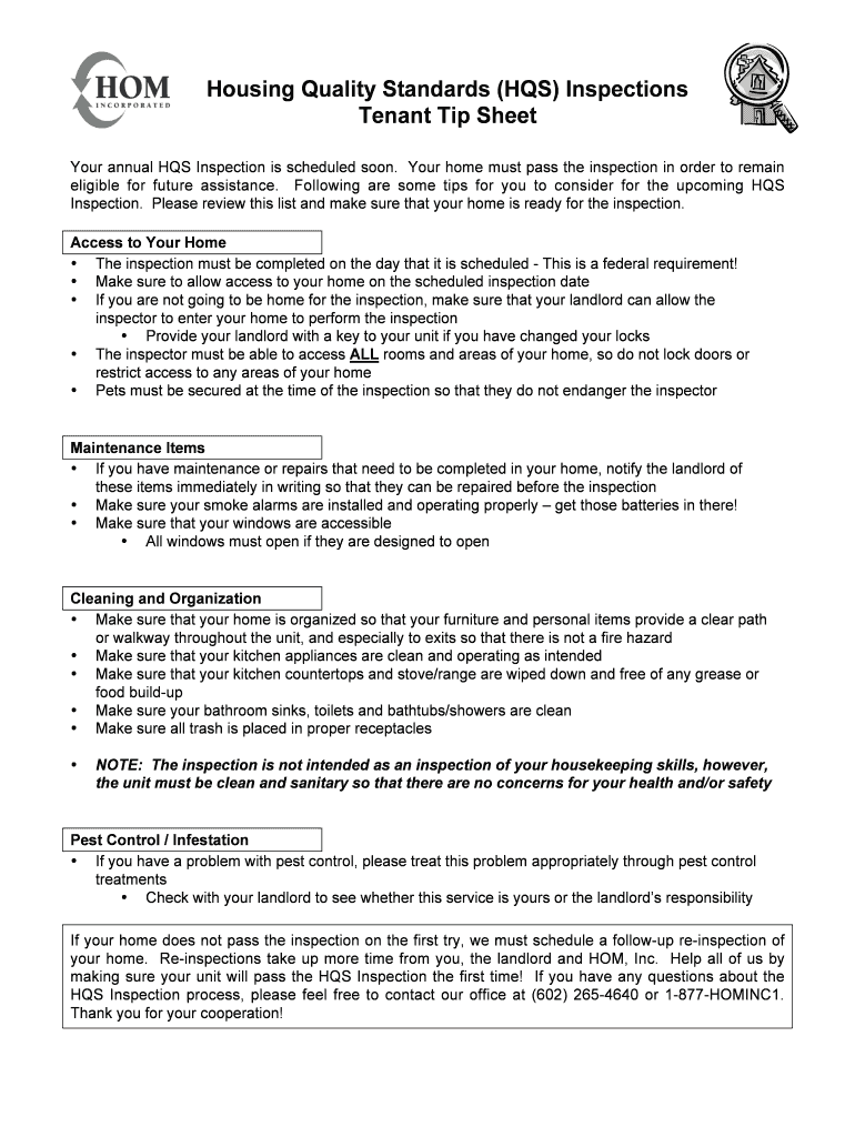 Fillable Online Housing Quality Standards (HQS) Inspections Fax Email