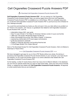 Cell Organelle Crossword Puzzle Answer Key Pdf - Fill Online, Printable