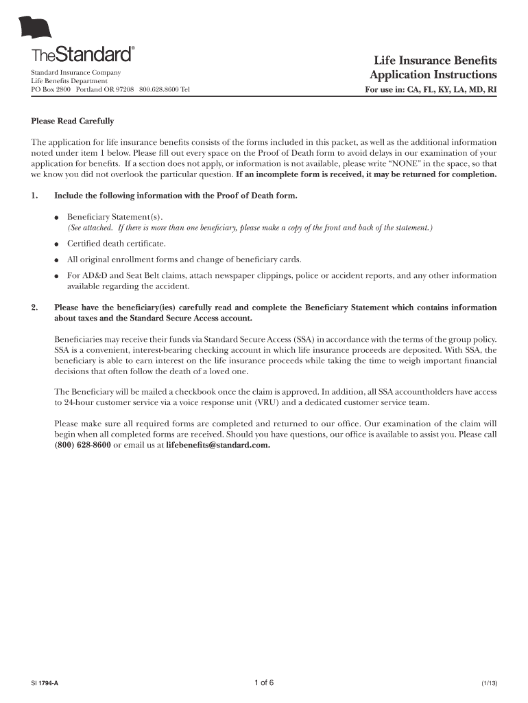 standard insurance forms Fill Online, Printable, Fillable, Blank