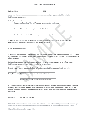Printable Refusal Of Medical Treatment Form - Fill and Sign Printable