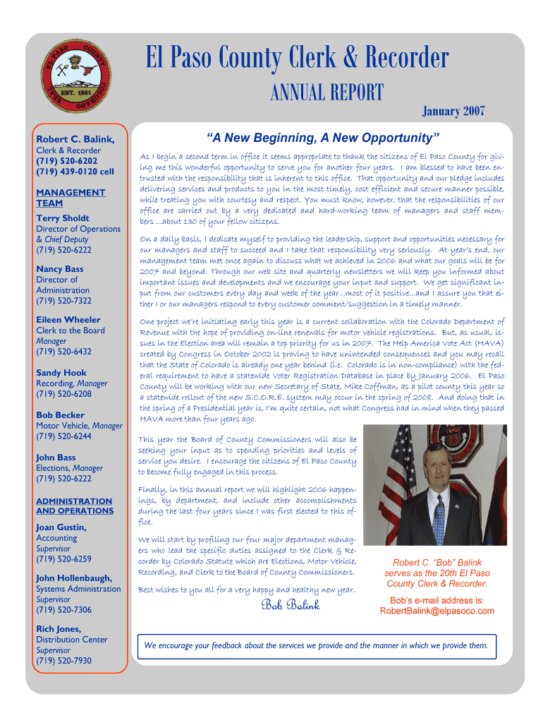 Fillable Online El Paso County Clerk & Recorder Fax Email Print pdfFiller