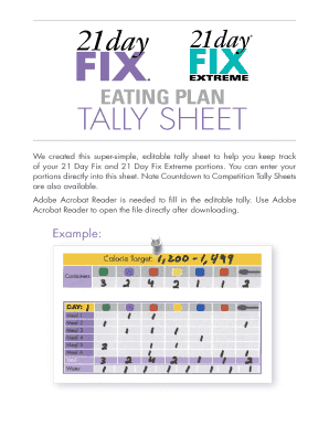21 Day Fix Printable Tally Sheets - Fill Online, Printable, Fillable