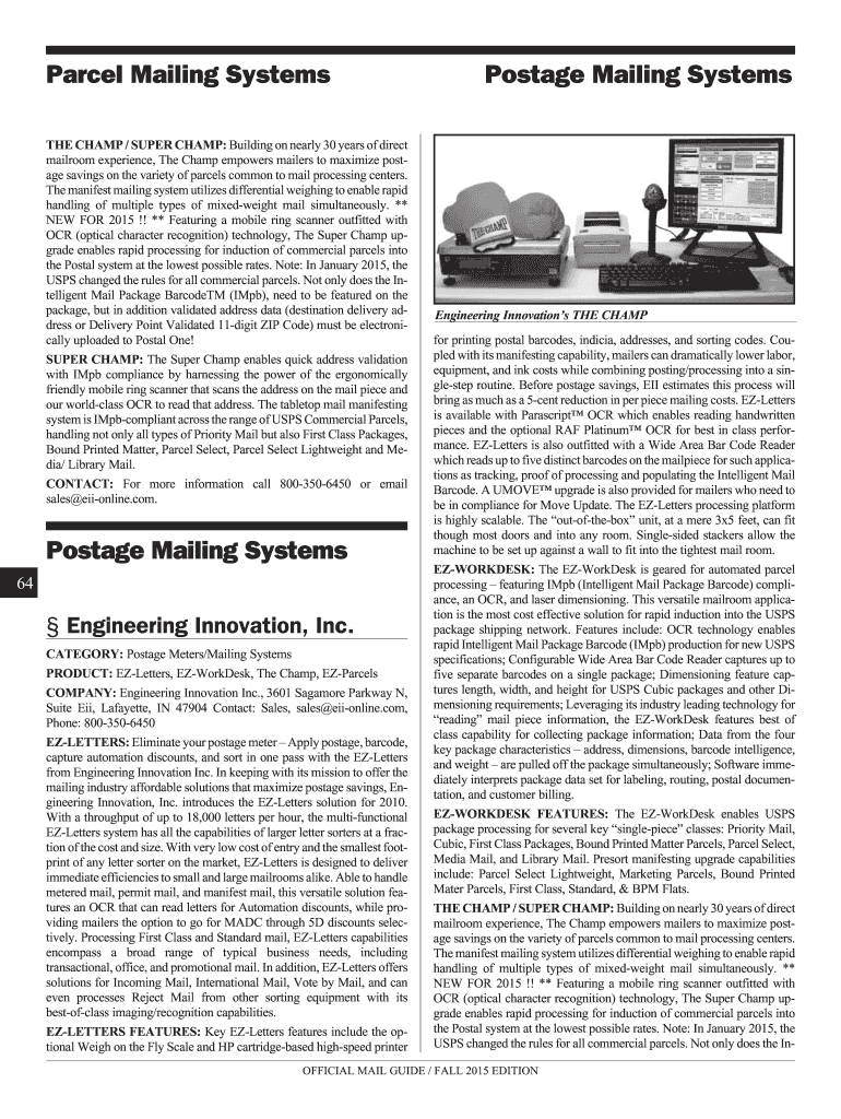 Fillable Online Parcel Mailing Systems Postage Mailing Systems Postage