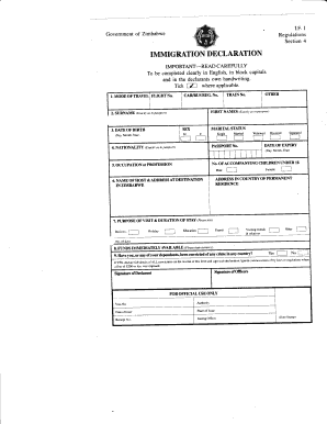Printable Affidavit Form Zimbabwe Pdf : Zimbabwe Immigration Declaration Form - Fill Online ...