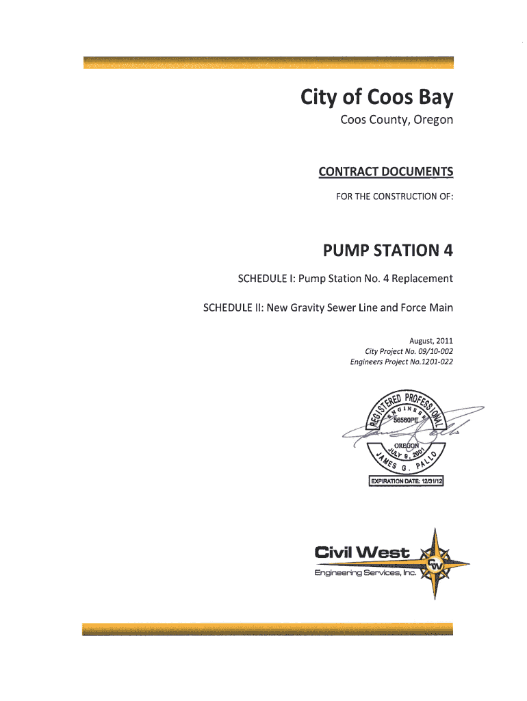 Fillable Online Pump station 4 City of Coos Bay Fax Email Print