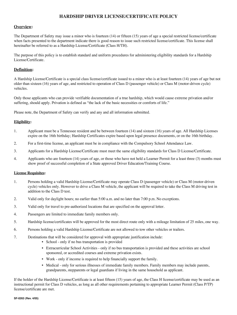 what does a hardship license look like 2005 form Fill out & sign
