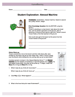 Atwood Machine Gizmo Answers - Fill Online, Printable, Fillable, Blank