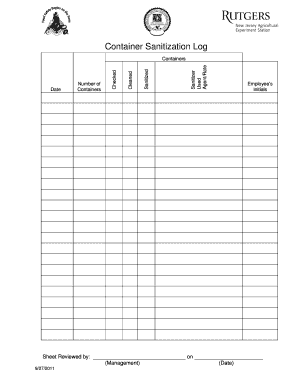 Fillable Online Container Sanitization Log - Plant & Pest Advisory Fax