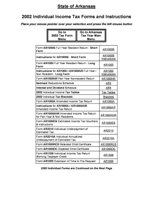 Fillable Online State of Arkansas 2002 Individual Income Tax Forms and