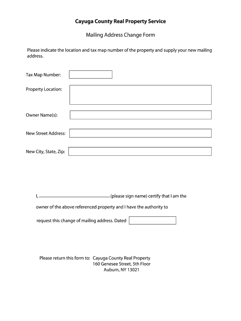Fillable Online Cayuga County Real Property Service Mailing Address