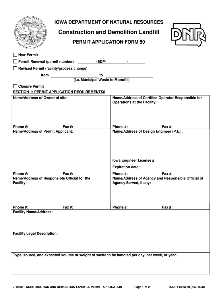 Fillable Online iowadnr Form 50 Application for XFR Stations Fax Email