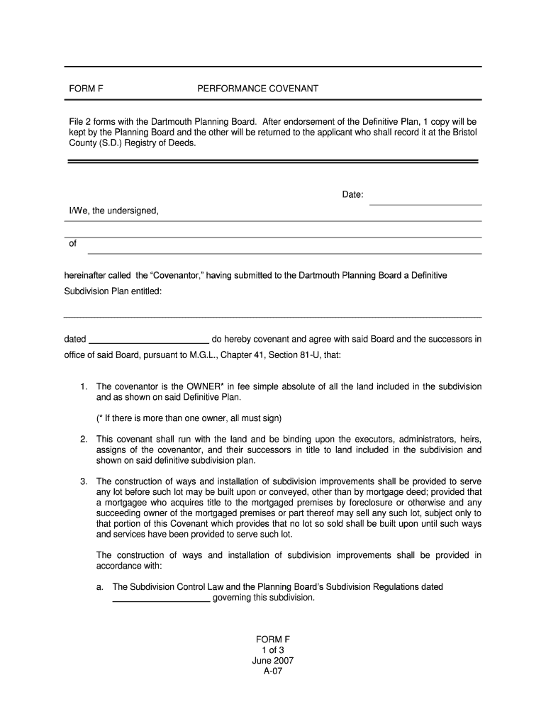 Fillable Online town dartmouth ma Form F Town of Dartmouth Fax Email