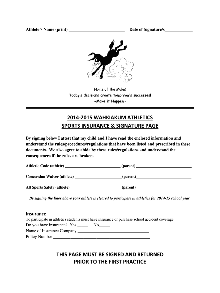 Fillable Online Wahkiakum High School Activity and Athletic Code