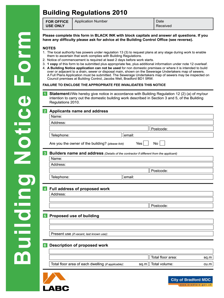 Building Notice Fill and Sign Printable Template Online US Legal Forms