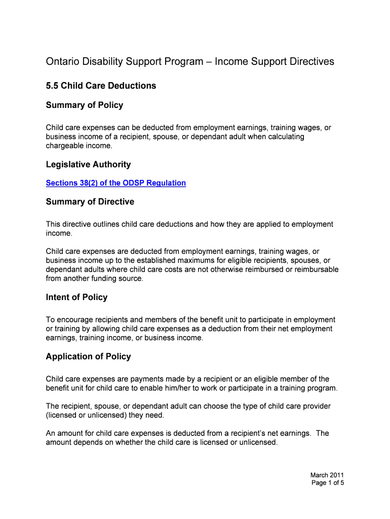 Fillable Online 5 Child Care Deductions Fax Email Print pdfFiller