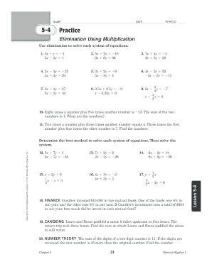 Fillable Online Elimination Using Multiplication Fax Email Print - Pdffiller