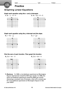 Fillable Online Graphing Linear Equations Fax Email Print - pdfFiller