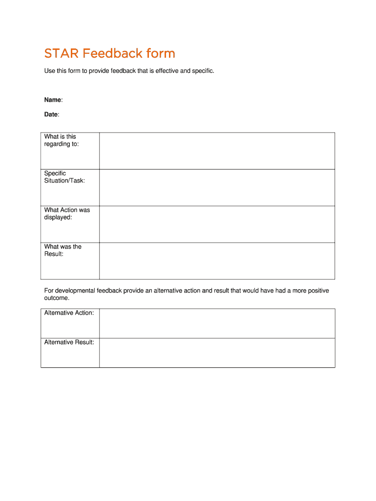 Star Feedback Template Fill Online, Printable, Fillable, Blank