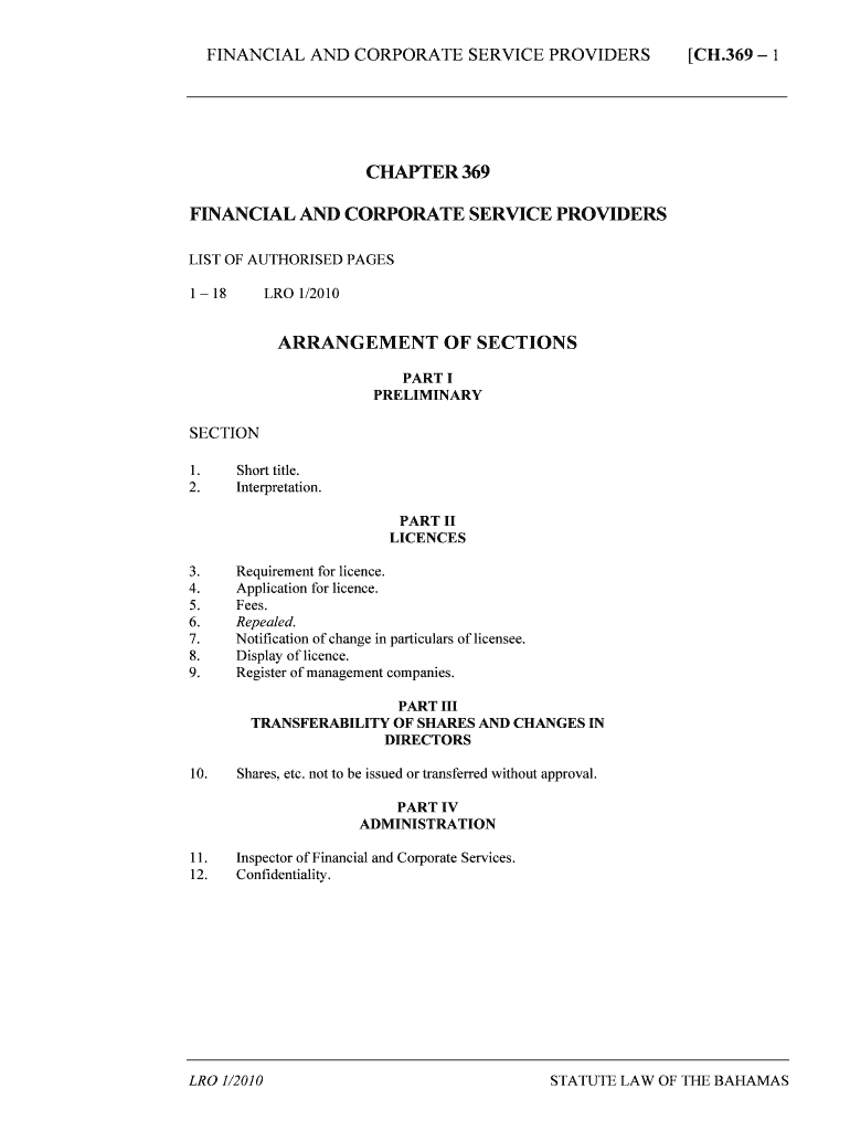 Fillable Online laws bahamas gov Financial and Corporate Service