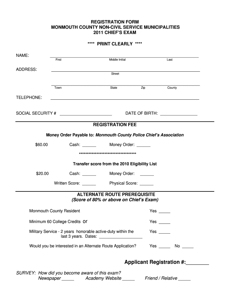 Fillable Online REGISTRATION FORM FOR NONCIVIL SERVICE MUNICIPALITIES