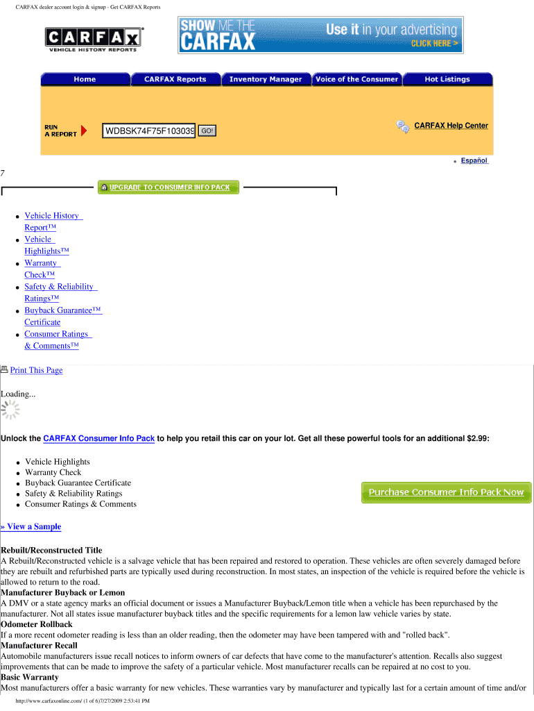 Carfax Dealer Login Fill Online, Printable, Fillable, Blank pdfFiller