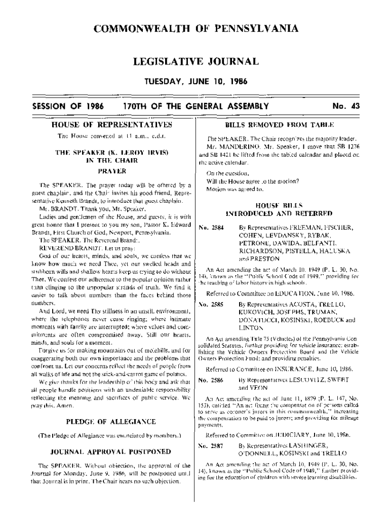 Fillable Online 1125 Pennsylvania General Assembly Fax Email Print