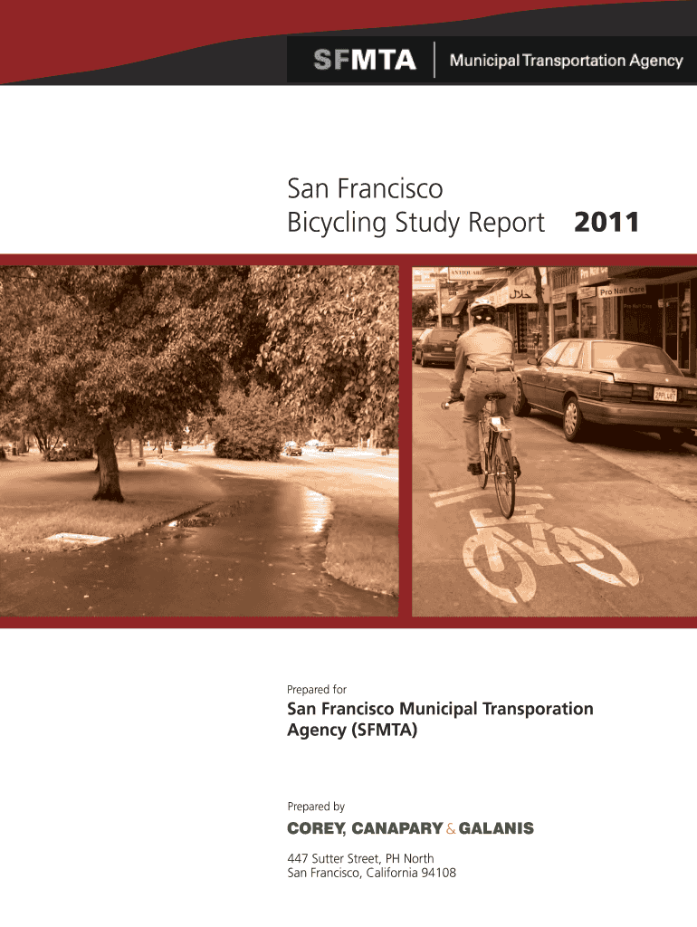 Fillable Online 2011 City of San Francisco Bicycling Study SFMTA