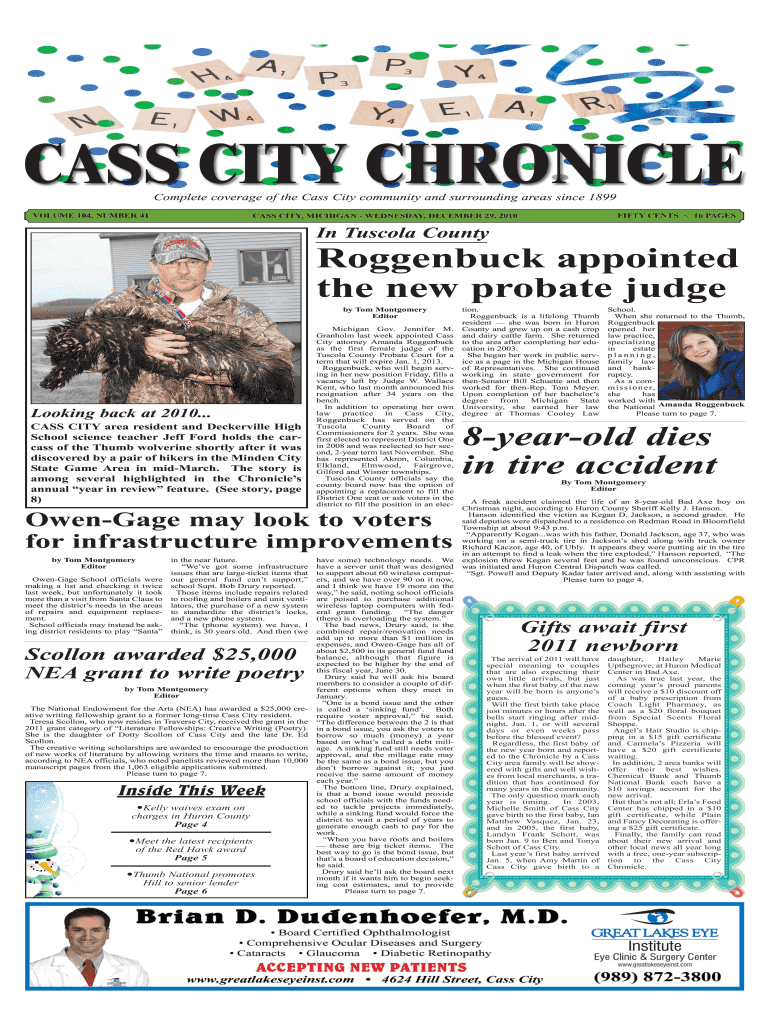 Fillable Online newspapers rawson lib mi Cass City Chronicle 012313
