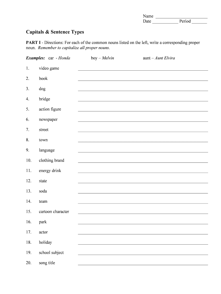 Fillable Online Capitals Sentence Types Mrs Hatzi Fax Email Print