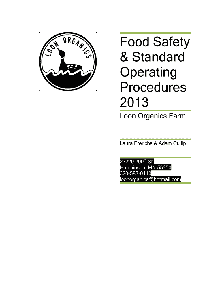 Fillable Online Loon Food Safety Standard Operating Proceduresdocx Fax