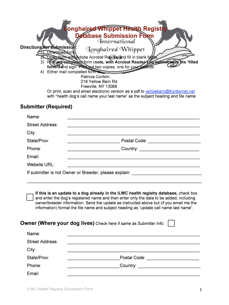 Fillable Online Longhaired Whippet