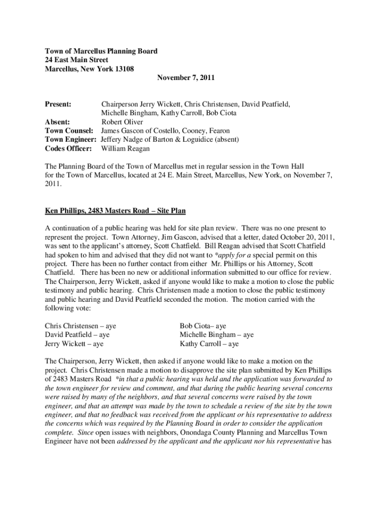 Fillable Online Town of Marcellus Planning Board Fax Email Print