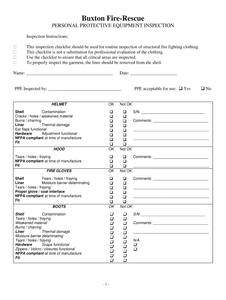 Fillable Online buxtonfr Buxton FireRescue Personal Protective
