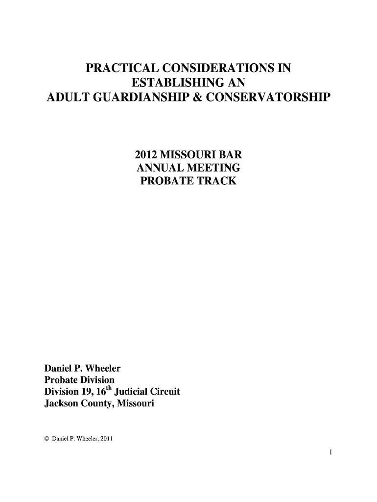Fillable Online mobar Practical considerations in establishing an adult the Missouri Bar Fax
