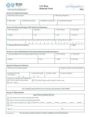 BCBSM U.P. Blue Referral Form (PDF) - BCBSM.com - Fill and Sign