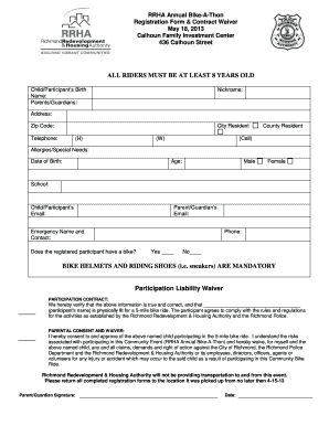 Bike Ride Waiver Form - Fill Online, Printable, Fillable, Blank | pdfFiller