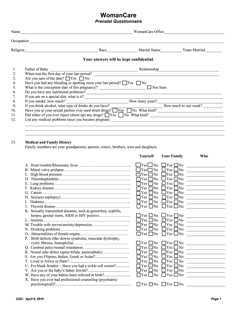 Pregnancy questionnaire form Fill out & sign online DocHub