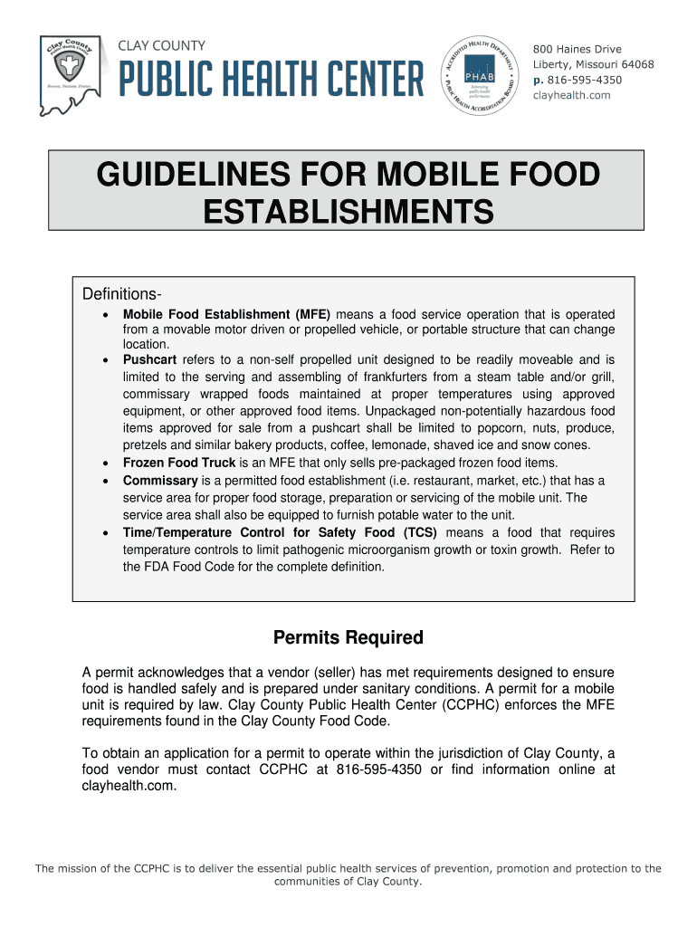 Fillable Online GUIDELINES FOR MOBILE FOOD Fax Email Print pdfFiller