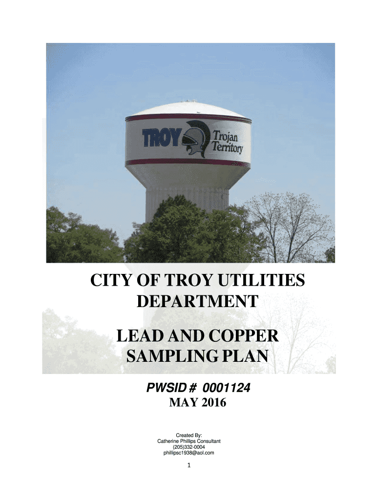 Fillable Online troyal TROY UTILITIES Sample LEAD AND COPPER SAMPLING