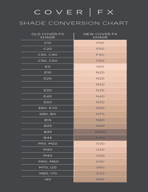 Fillable Online SHADE CONVERSION CHART Fax Email Print - pdfFiller