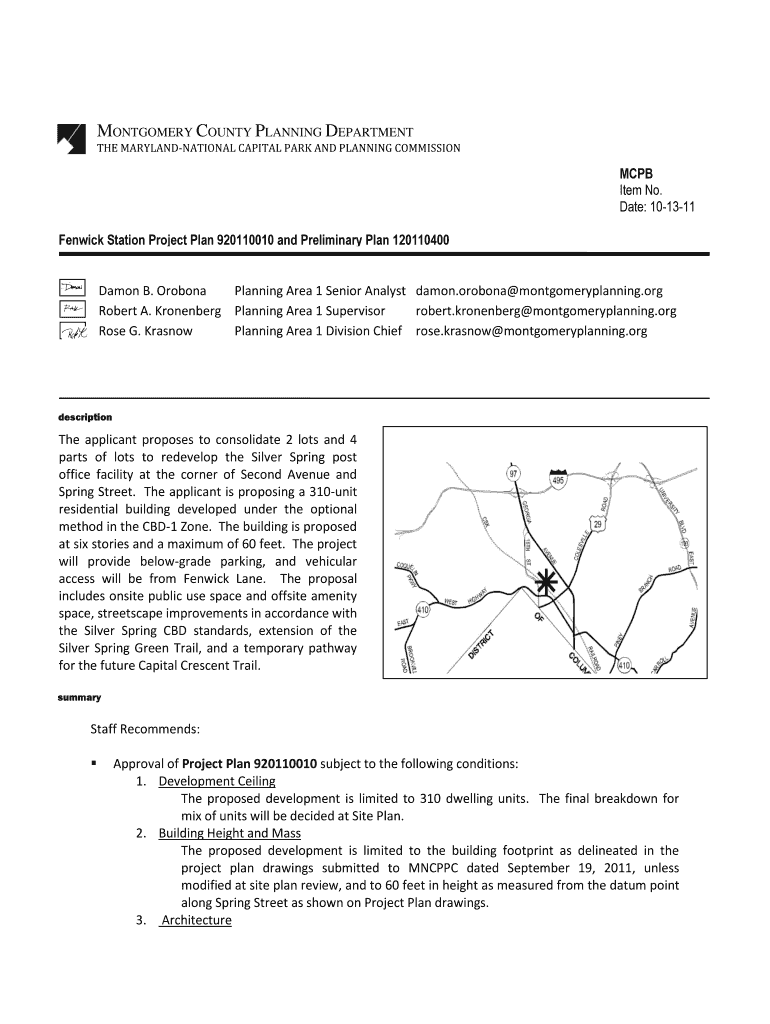 Fillable Online montgomeryplanningboard Fenwick Station Montgomery