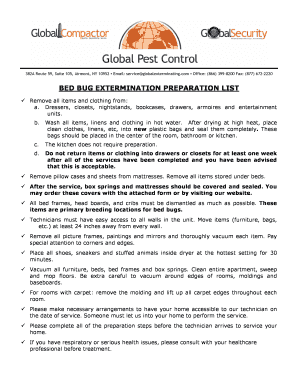 Bed Bug Prep Sheet - Fill Online, Printable, Fillable, Blank | pdfFiller