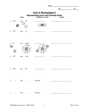 Unit 6 Worksheet 5 Representing Ions And Formula Units - Fill and Sign